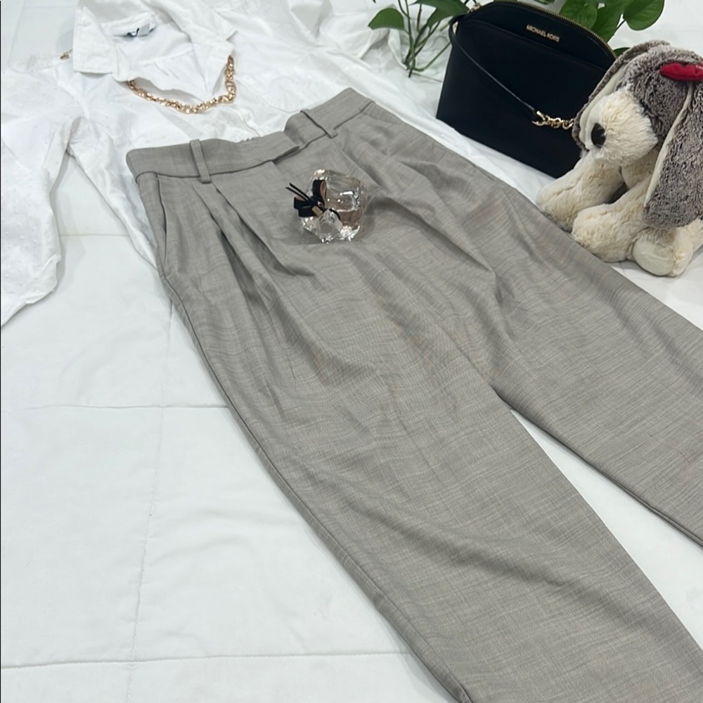 H&M Gray Tapered Trousers with Elastic Waistband